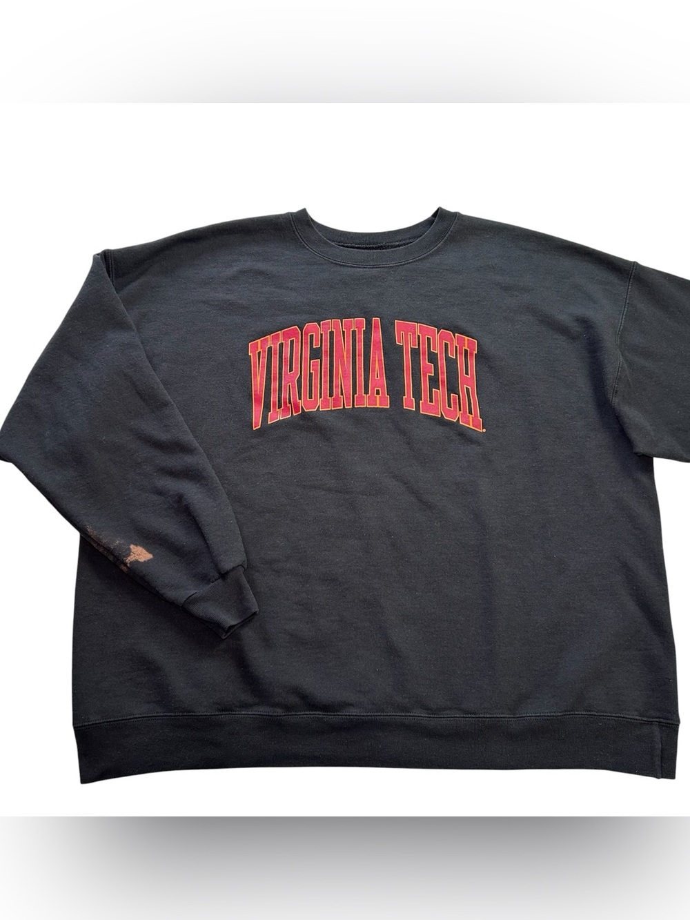 Virginia Tech Hokies Men’s Hanes Crewneck Pullover Sweatshirt Black Arch Sz 2XL